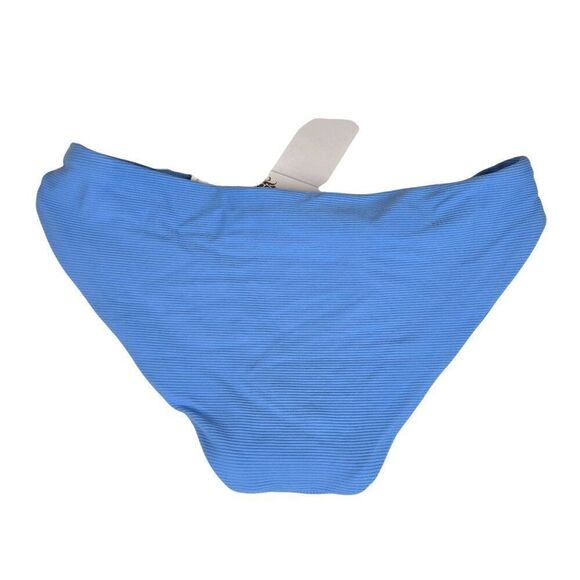 Becca Swim Bikini Bottoms Womens Size Small Ribbed Blue Stretch Nylon - Picture 2 of 4